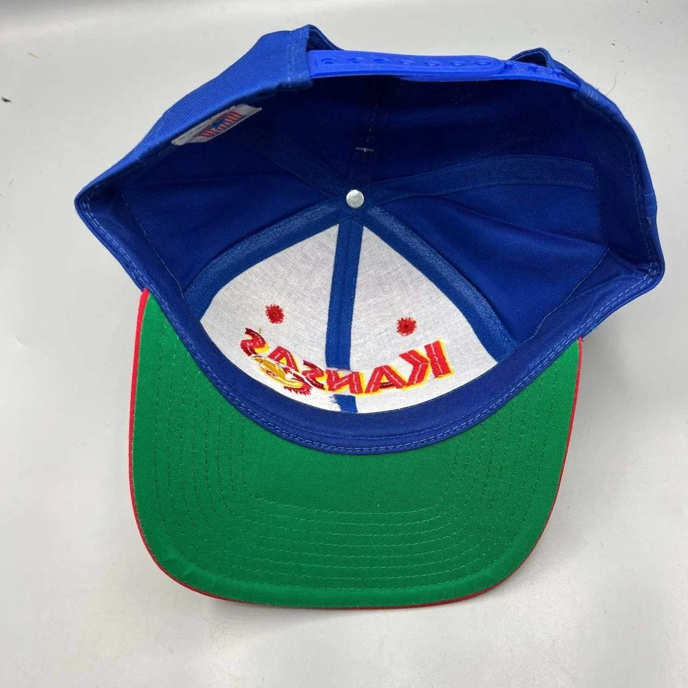 Vintage Kansas Jayhawks Hat Men Blue Red NCAA Snap‎ Back Cap New